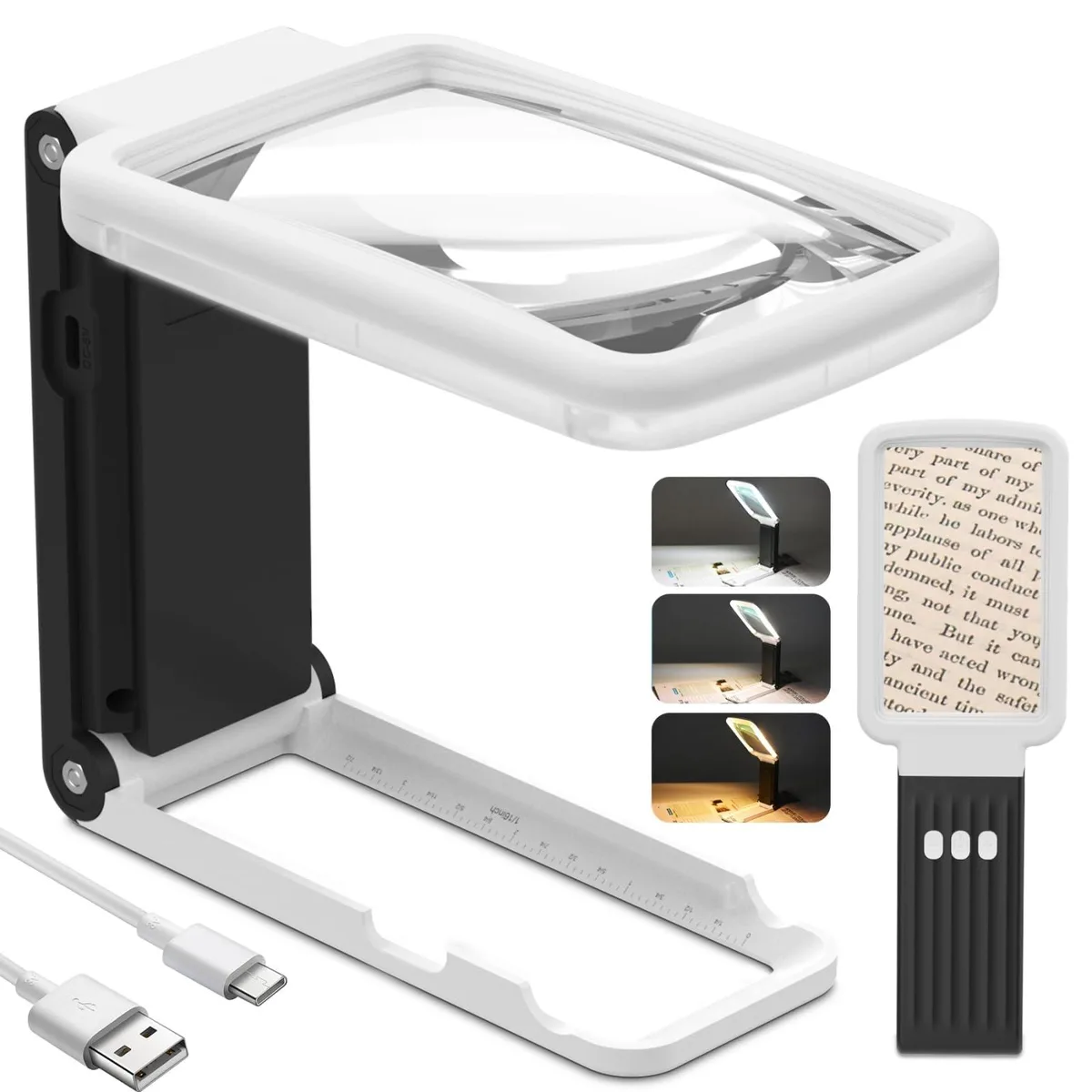 DZS105 15X Magnifier +1.25 White reading glass — product photo