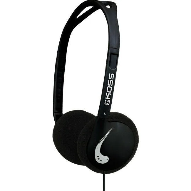 Lightweight on-ear headphones with thin metal headband and foam pads