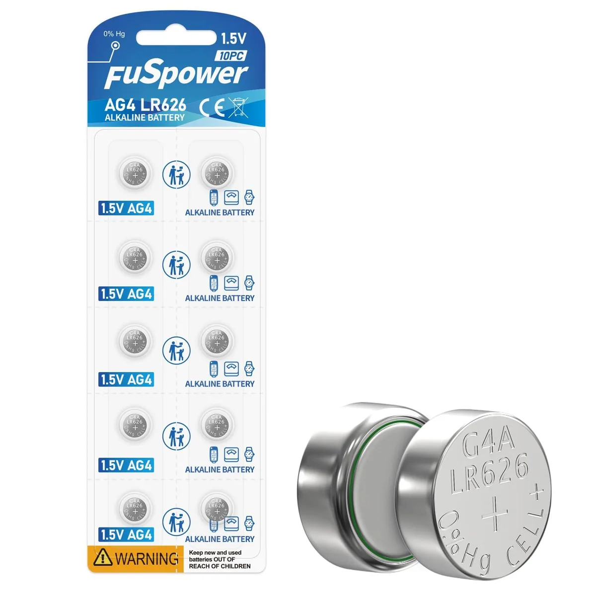No Sew No Sew AG4 Alkaline Coin Cell 1.5V 10 Pack — product photo