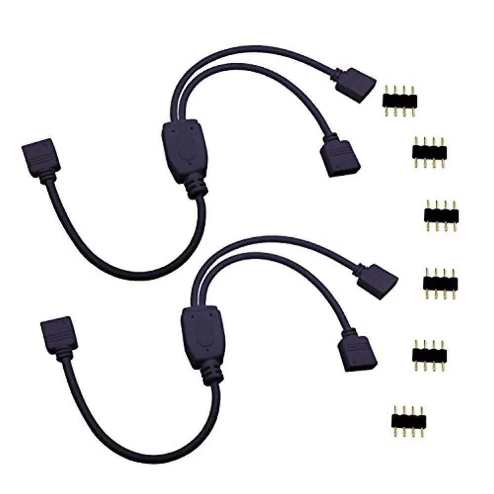 LIVEDITOR LIGHTING LIVEDITOR LIGHTING 4 Pin LED Splitter Cable 1 to 2 Splitter Black 2pcs 30cm — product photo
