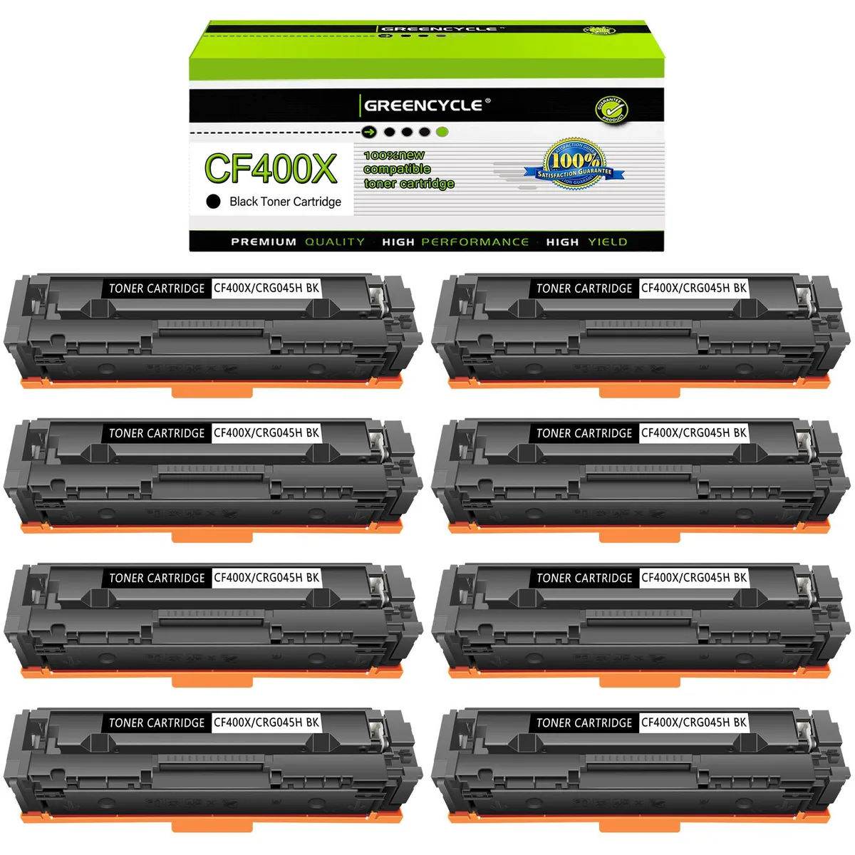 GREENCYCLE GREENCYCLE CF400X Black Toner Cartridge 8 Pack 2800 pages — product photo