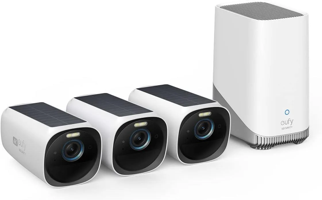 eufy eufy Security eufyCam 3-Cam Kit 4K Solar Panel 16TB 2.4 GHz network camera — product photo