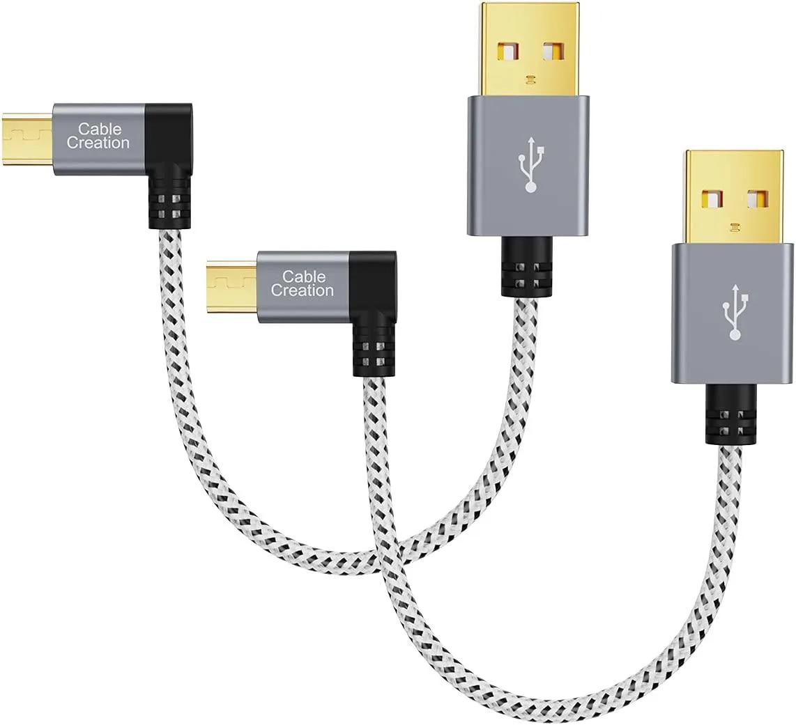 CableCreation CableCreation 2-Pack 90° Micro USB 2.0 Braided Cable .5ft Space Gray — product photo