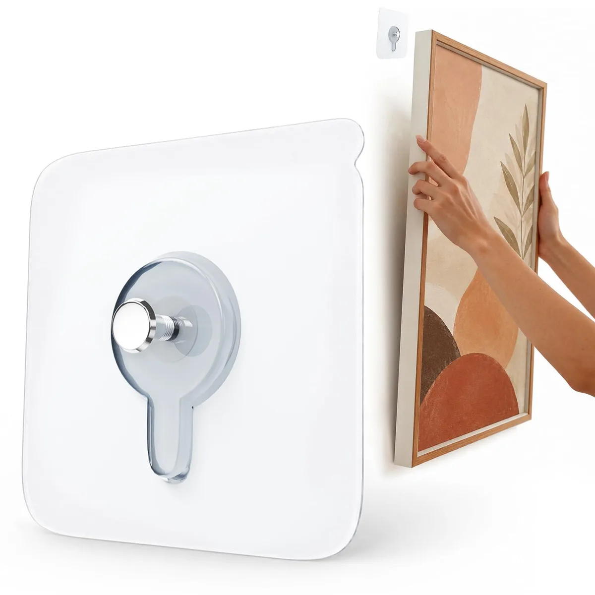 Pack of 24 clear adhesive hooks with metal hooks