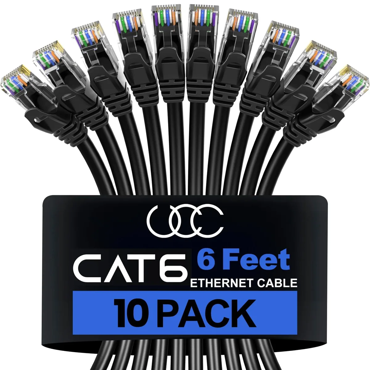  Ultra Clarity Cables Cat 6 Ethernet Cable 6 ft 10 Pack Black — product photo