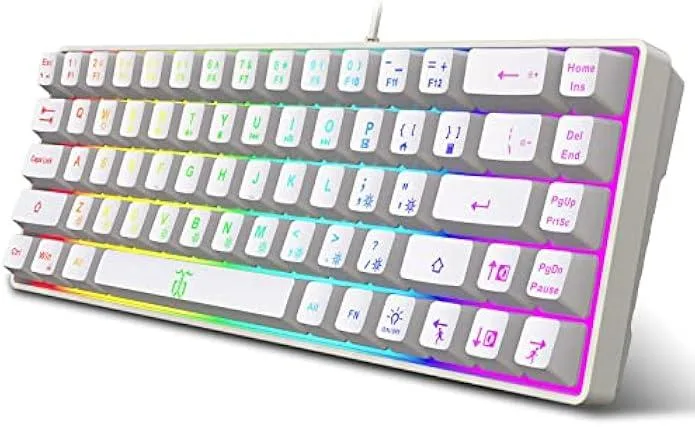 TAURKENAM TAURKENAM 60% Gaming Keyboard 68 Keys White — product photo
