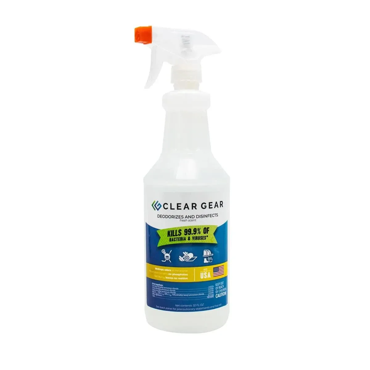 Clear Gear Disinfectant Cleaner and Deodorizer 32 Oz Spray — product photo