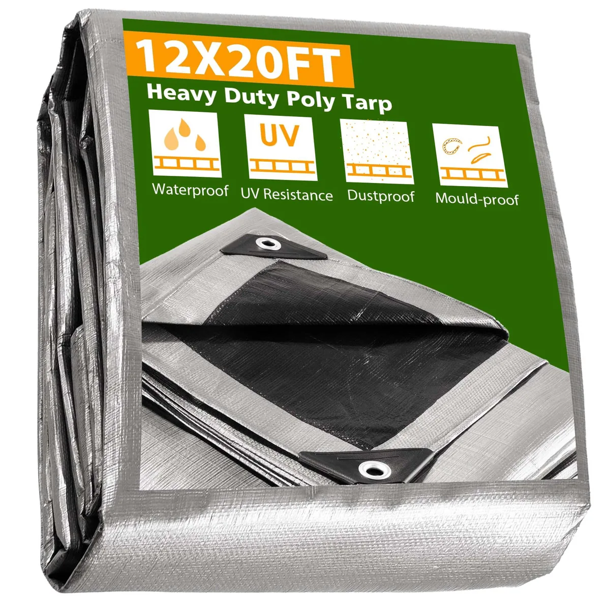 Yescom USA, Inc. Yescom USA, Inc. 12x20FT 14-Mil Silver Black Poly Tarp — product photo