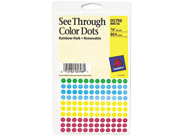 Avery Avery 5796 See-Through Removable Color Dots 0.25" 864 pack — product photo