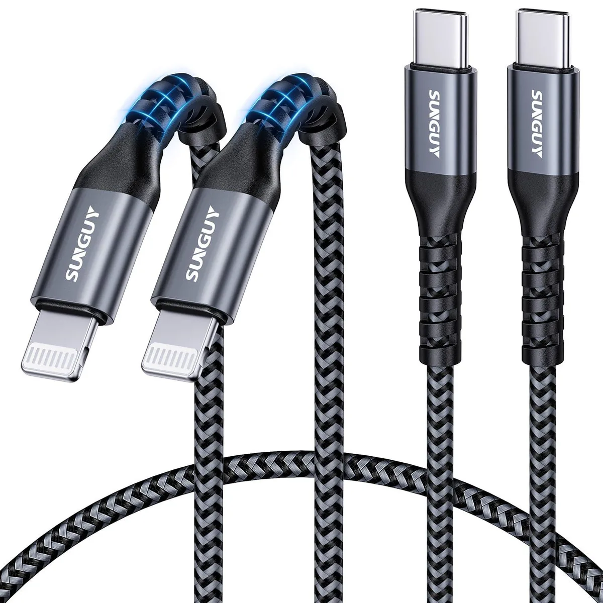  Apple USB-C to Lightning Cable 2 ft 2-Pack Grey 27W 2.4A 480Mbps — product photo