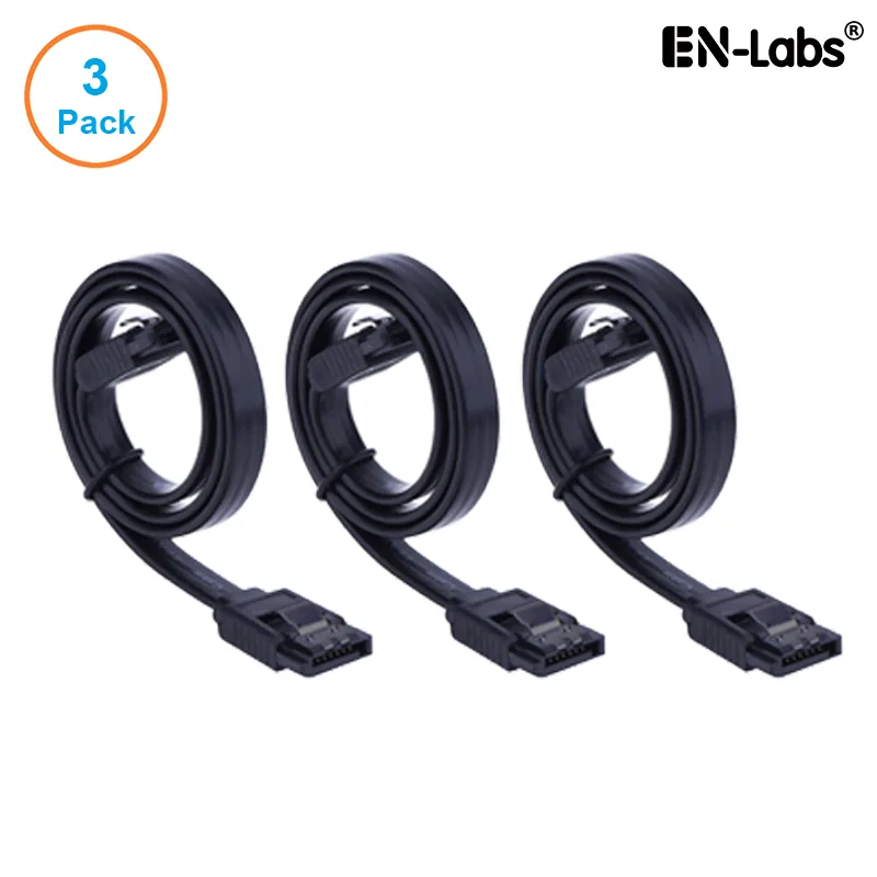 EN-Labs EN-Labs 3PKSATAIII24BK SATA cable 3-pack 24" black locking latch — product photo