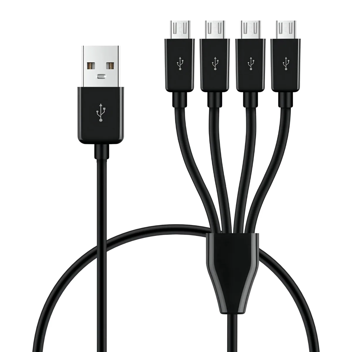 BUCIER BUCIER 4-in-1 USB 2.0 A Male to 4 Micro USB Male Cable 0.5m Black — product photo