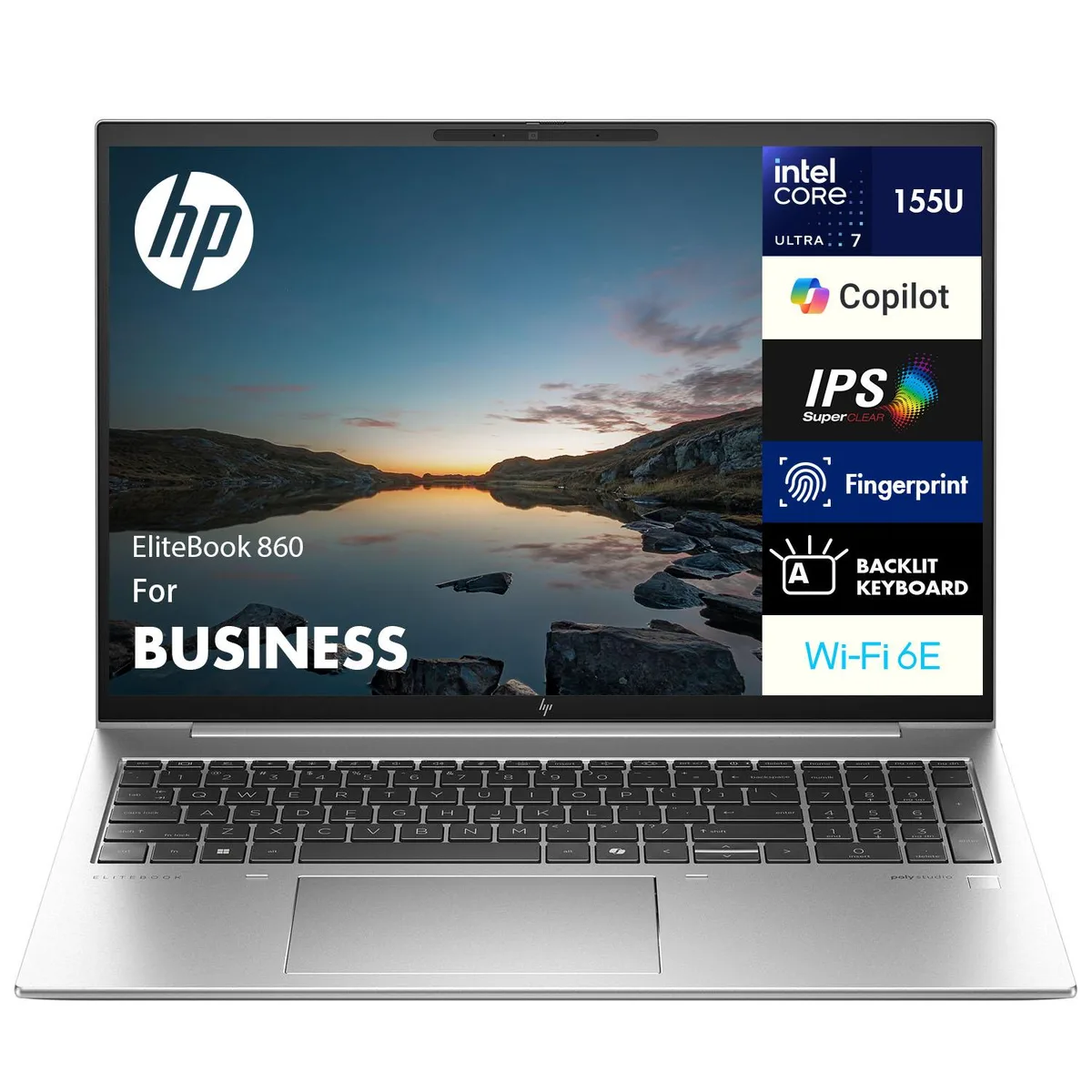 HP HP EliteBook 860 laptop Intel Core Ultra 7 155U 16GB DDR5 512GB SSD 16.0" WUXGA Windows 11 Pro — product photo
