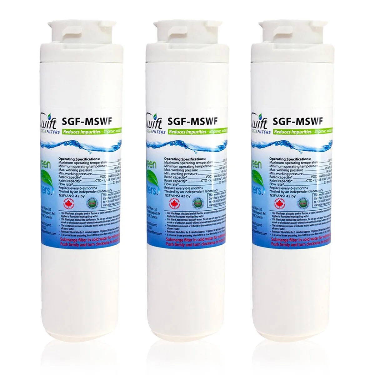 Swift Green Swift Green SGF-MSWF Refrigerator Water Filter 3 Pack — product photo