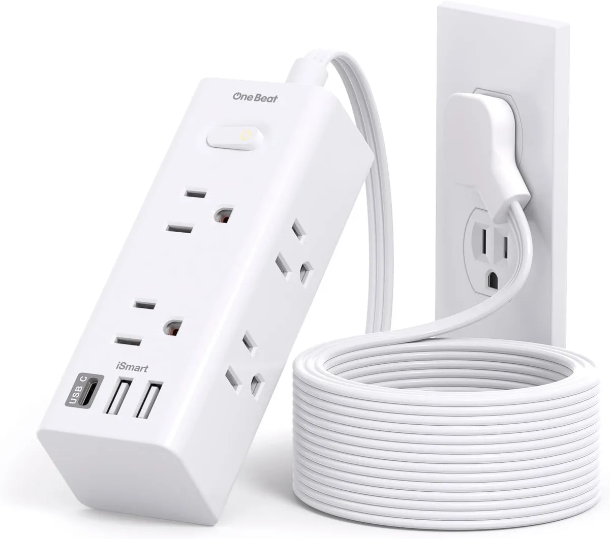 BFKK BFKK 10 ft Surge Protector Power Strip 6 Outlet 3 USB Ports 1 USB C 900 Joule — product photo