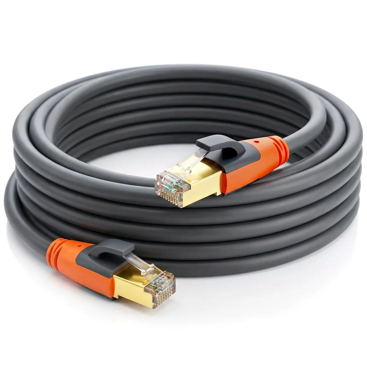 BFKK BFKK Cat 8 Ethernet Cable 25ft 26AWG 40Gbps 2000MHz Shielded — product photo