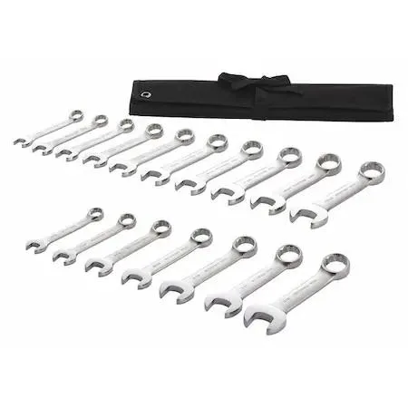 Westward 17-piece combination wrench set in fabric pouch