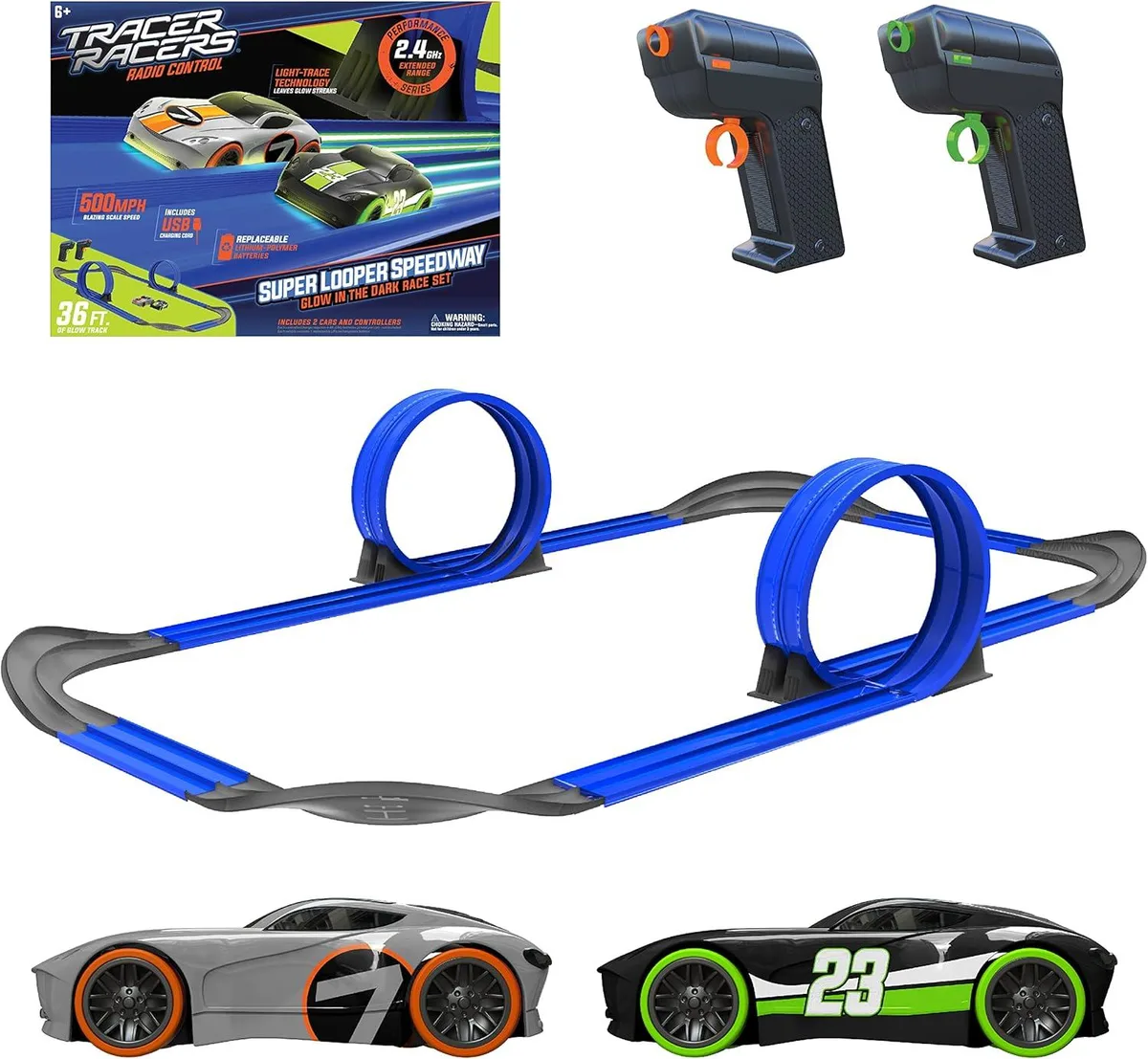 usbroway usbroway Tracer Racers Super Loop Speedway Glow Blue toy — product photo