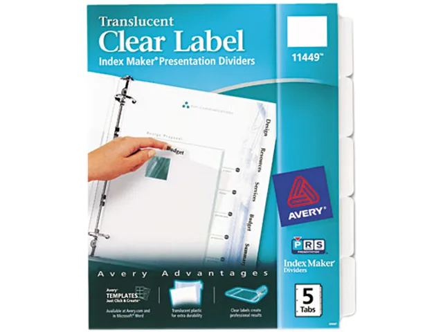 Avery Avery 11449 Clear Tab Dividers, 5-Tab, Letter — product photo
