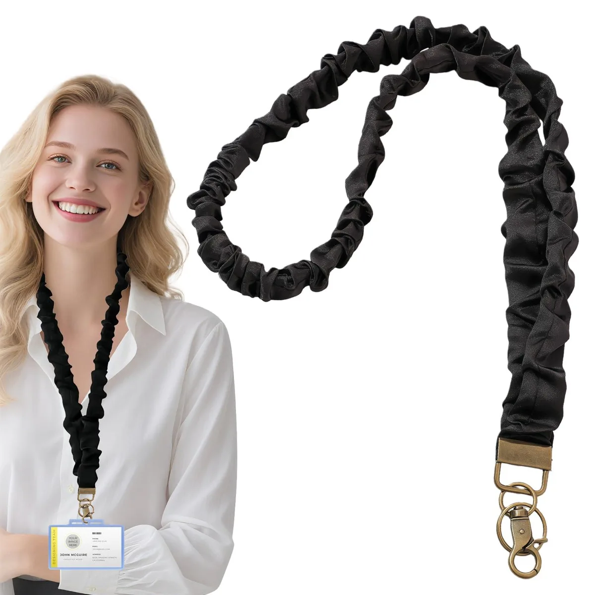  YFANITI LXX0206 Black Scrunchie Lanyard Neckwear 17-31 inches — product photo