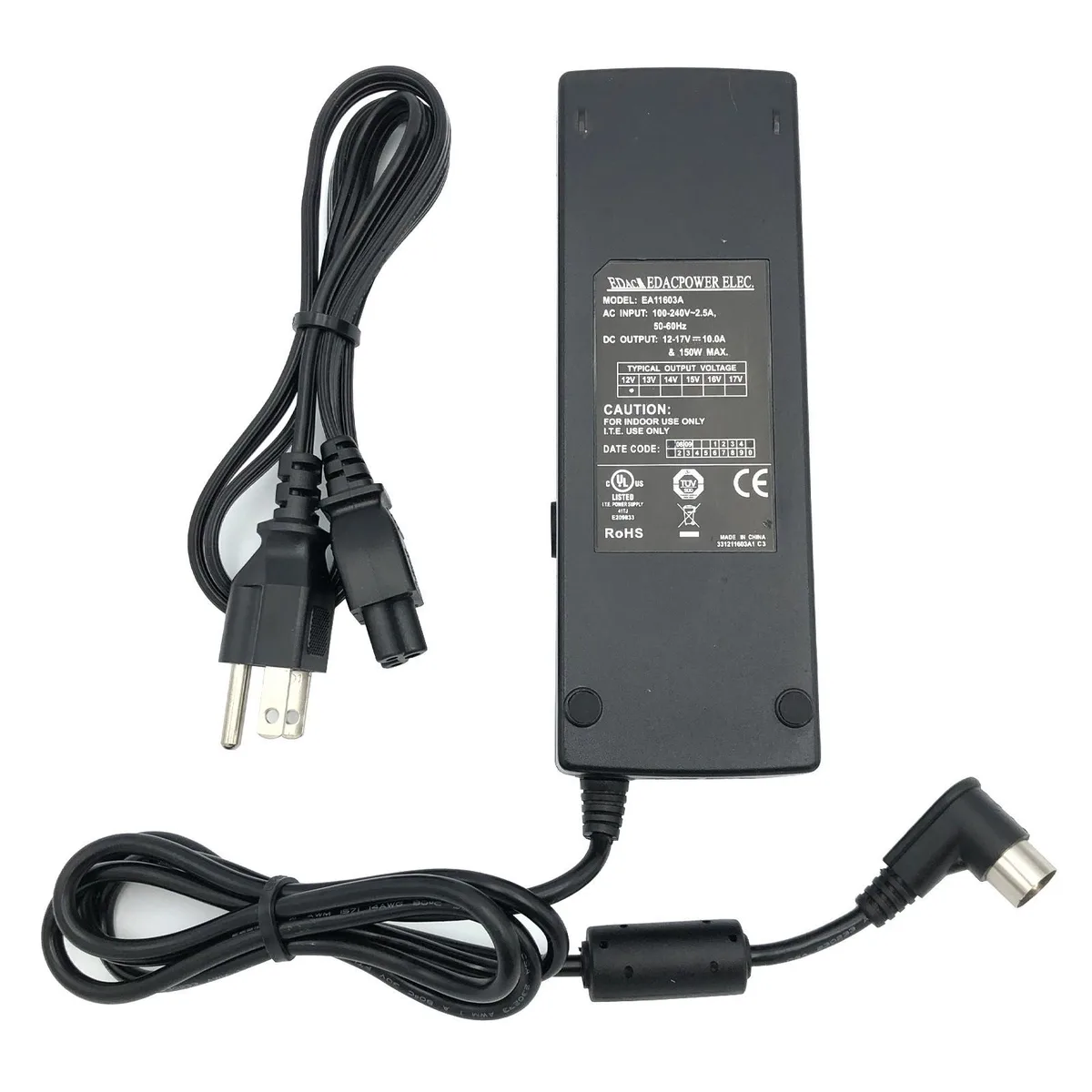 EDAC POWER EDAC POWER EA11603A 170W 12-17V 10A power adapter — product photo