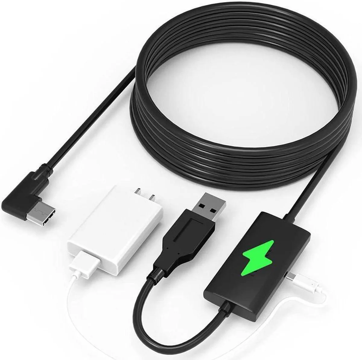 Aomoproing Aomoproing 16ft USB 3.0 Link Cable for Oculus Quest 2 with Separate Charging Port Black — product photo