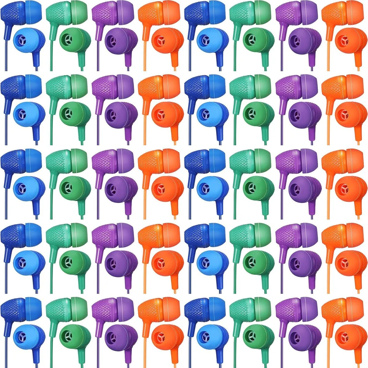 BFKK BFKK Earbuds 200 Pack 3.5 mm 46 inch Mixed Colors — product photo
