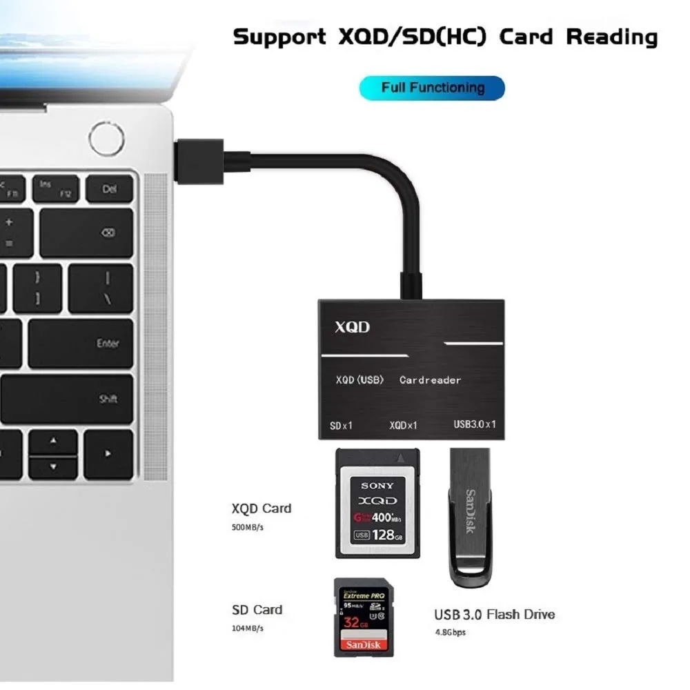 Jansicotek Jansicotek USB 3.0 XQD SD Card Reader Black — product photo