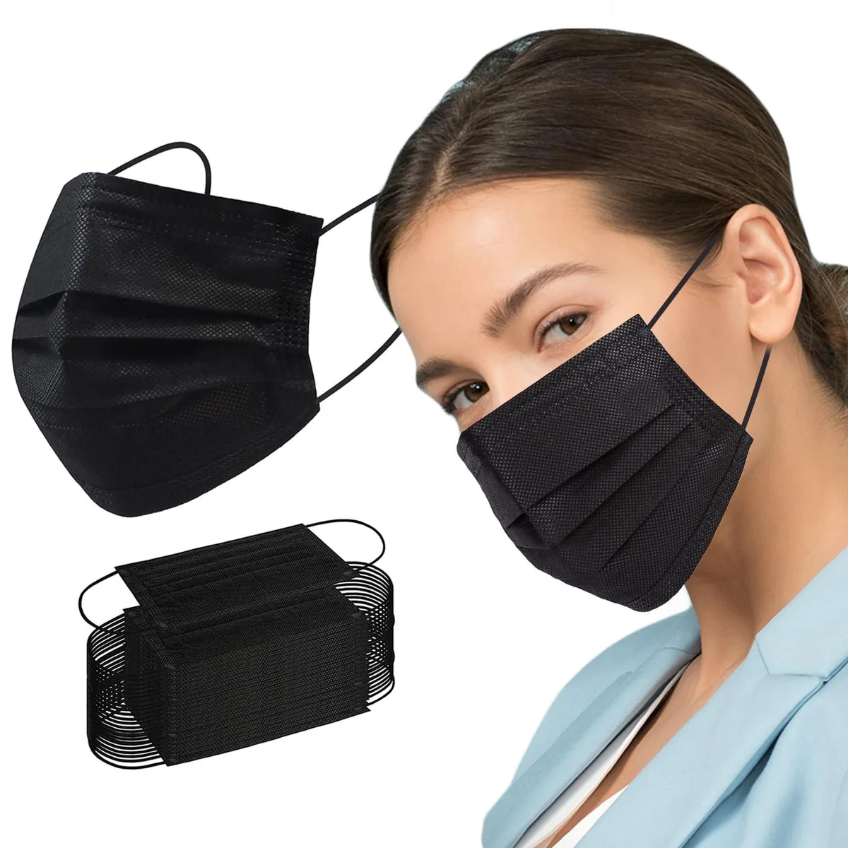  Borje Disposable Face Mask 100 PCS Black 3 Ply Protection Face Masks — product photo