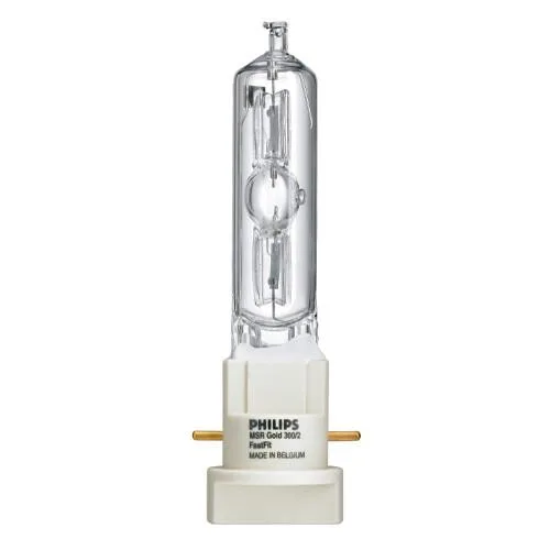 Compact HID lamp with gold-plated pins and short arc