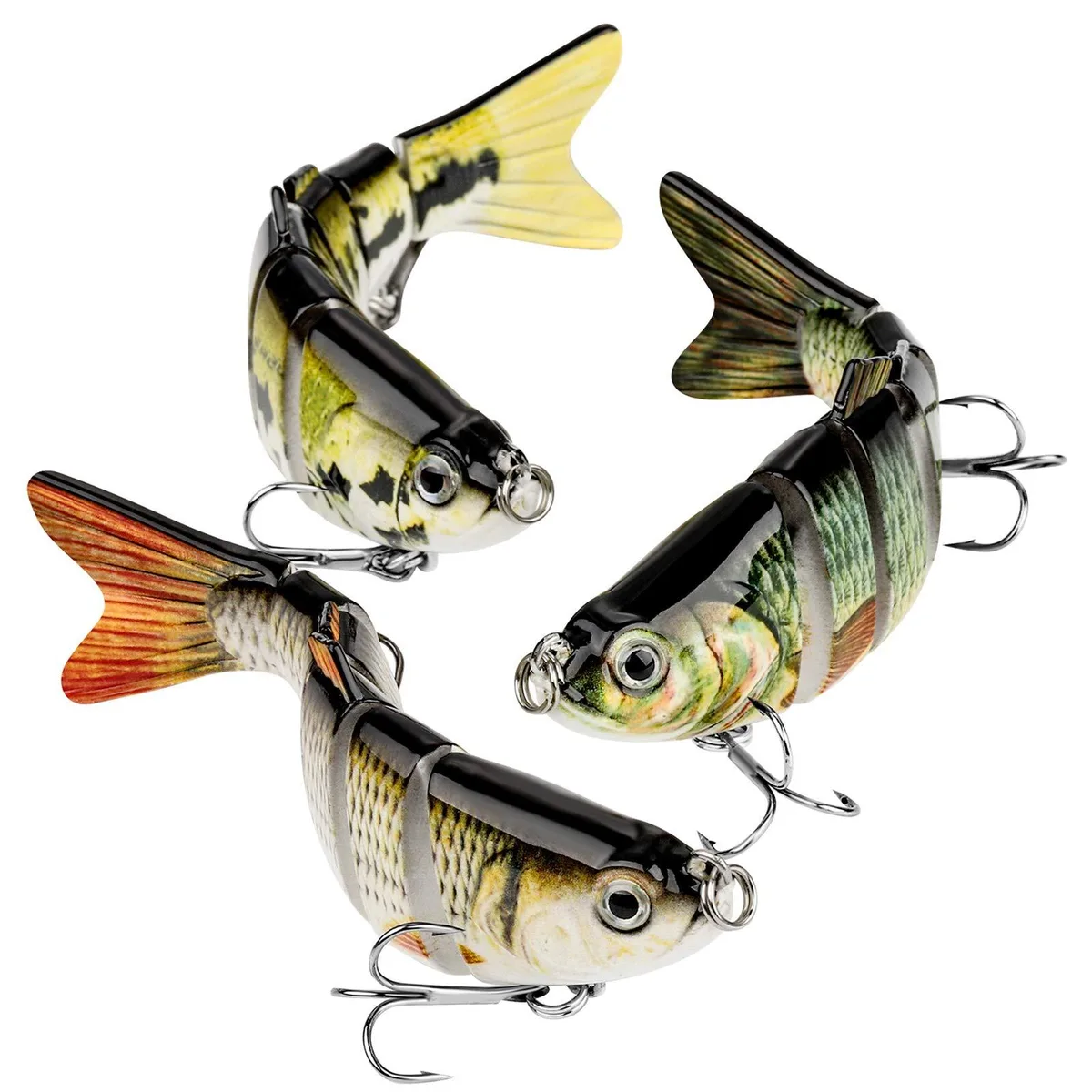  CharmYee Multi-Jointed Swimbait 3-Pack White ABS 6-Segment — product photo