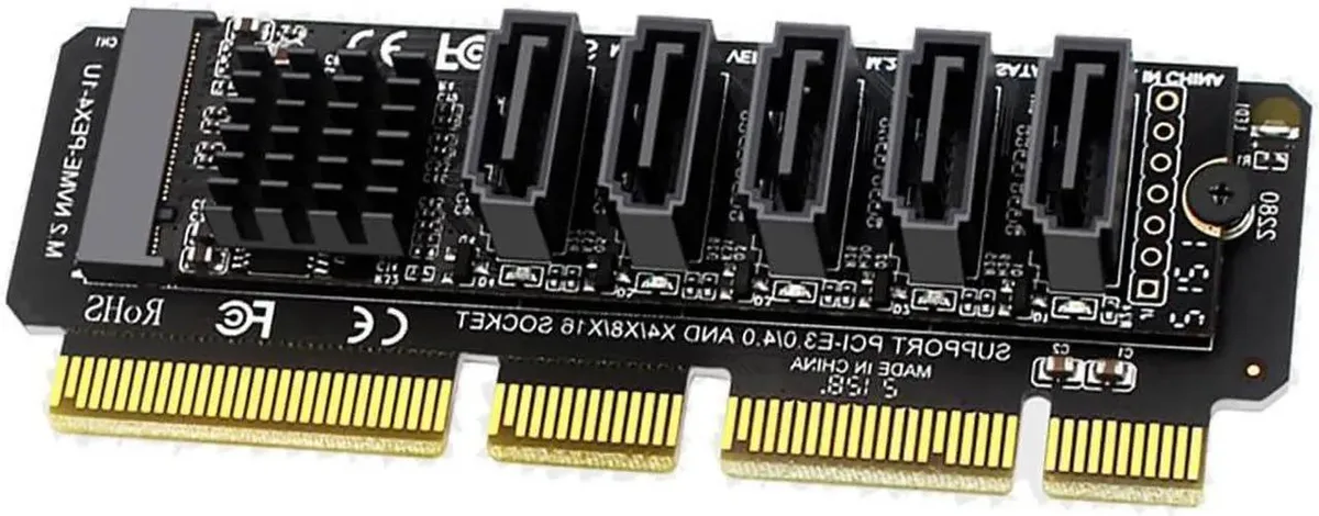 SMUGDESK SMUGDESK PH56+1U PCIe 3.0 M.2 to 5 Port SATA Expansion Card — product photo