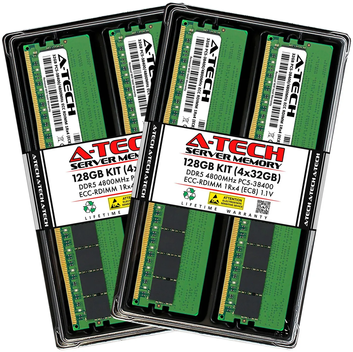 A-Tech A-Tech 128GB (4x32GB) DDR5 4800 EC8 RDIMM ECC Registered Server RAM — product photo
