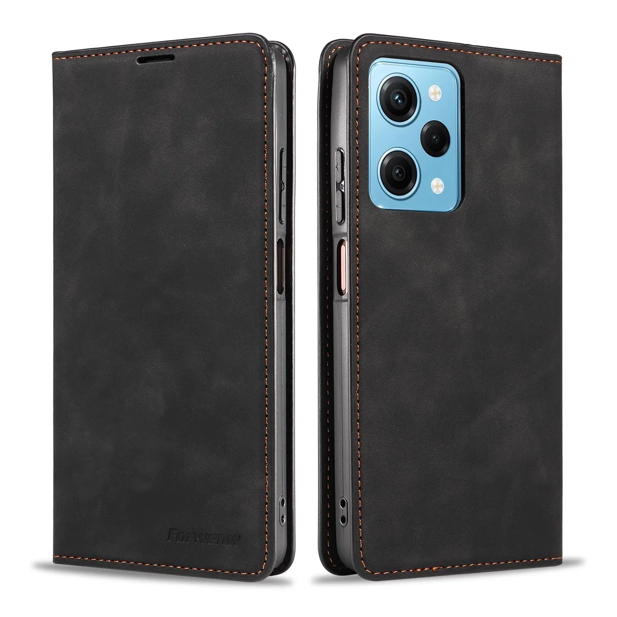 BONAEVER BONAEVER Case for Xiaomi Redmi 12 4G Black PU Leather Wallet Cover — product photo
