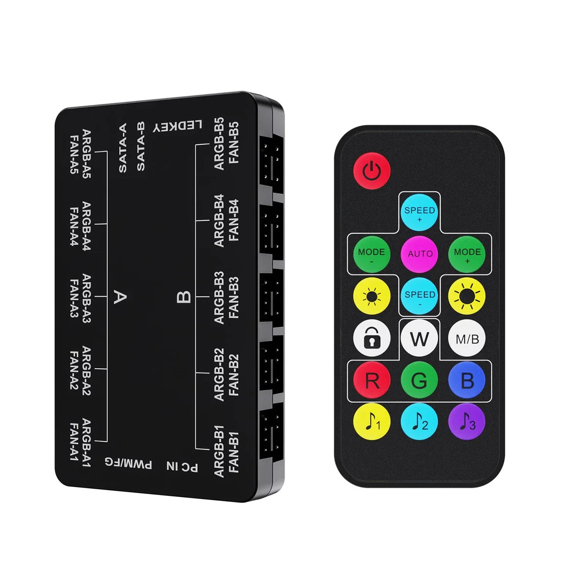 Vetroo Vetroo 20-Port Fan Hub PWM ARGB Remote SATA Black — product photo