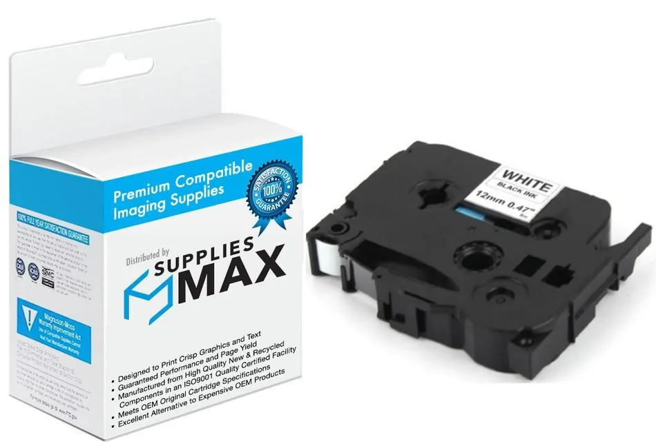 SuppliesMax SuppliesMax Compatible Label Tape TZE-231 Black on White 12mm 8m — product photo