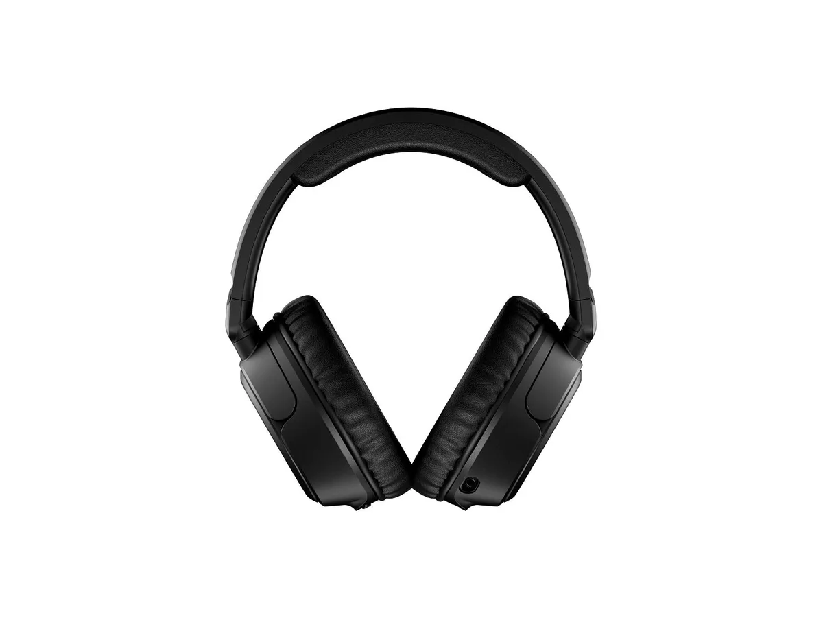 Black wireless gaming headset with padded ear cups and adjustable headband