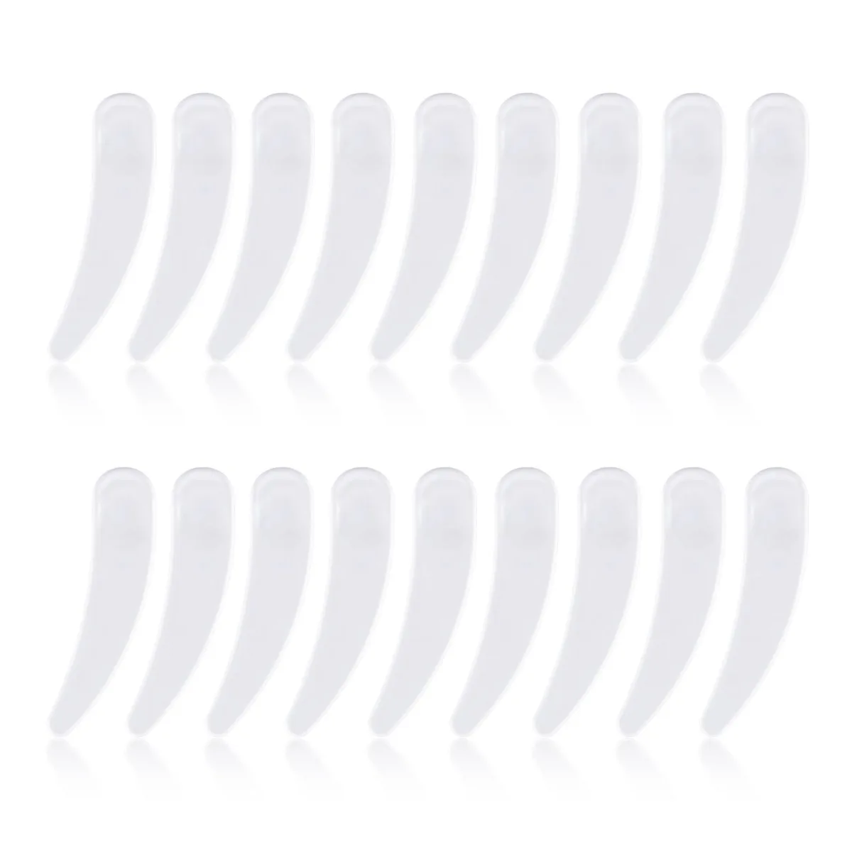 A pile of 100 small white plastic spoon-shaped spatulas, each 2.2 by .5 inch