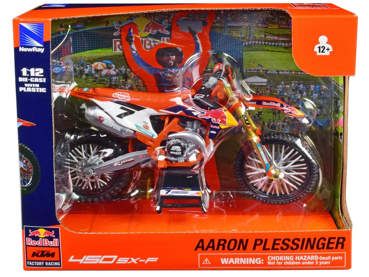 New Ray Toys New Ray Toys KTM 450 SX-F #7 Aaron Plessinger Red Bull 1/12 Diecast Motorcycle — product photo