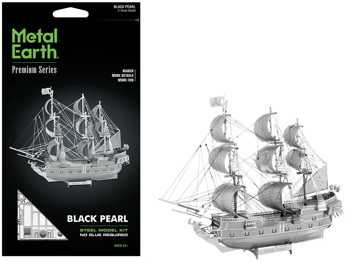 Metal Earth Metal Earth Black Pearl Ship Challenging Difficulty Steel Model Kit hobby collectible — product photo