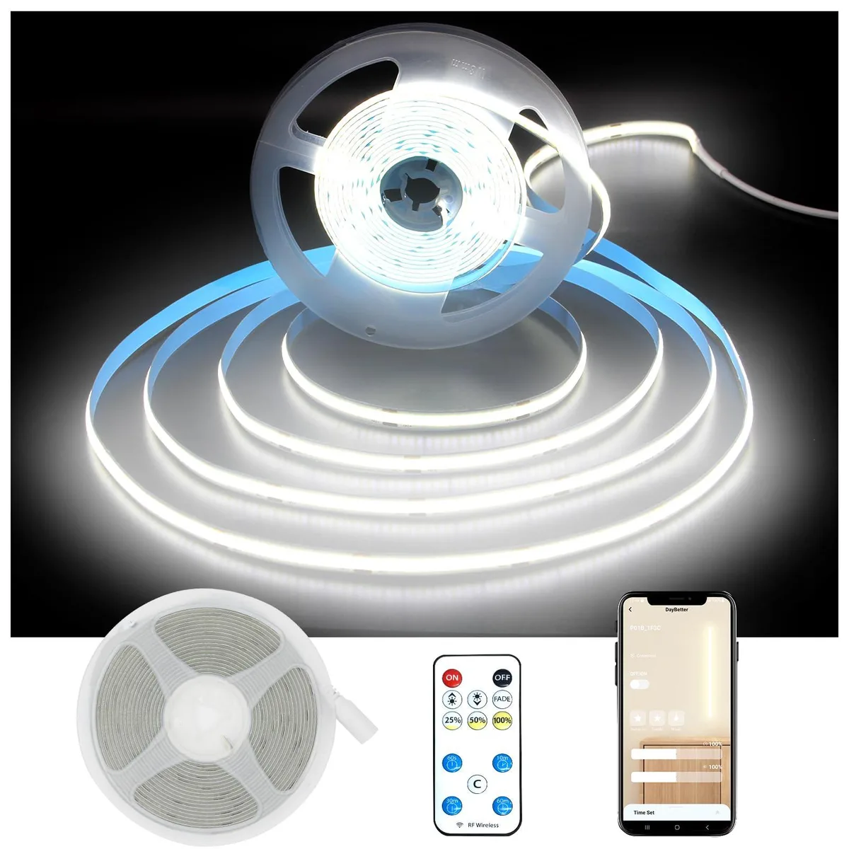 Baldwin 16.4ft COB LED Strip Light 1600 LEDs 6500K 24W 110V — product photo