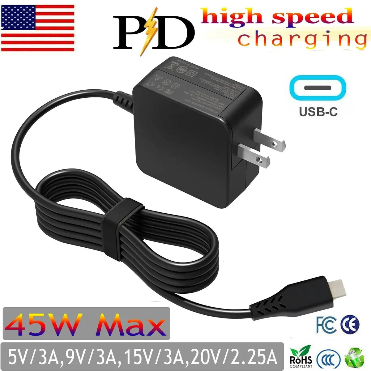 RAYBESTOS UNBRANDED RAYBESTOS UNBRANDED 45W AC Adapter for ThinkPad E480 E485 E490 E495 — product photo