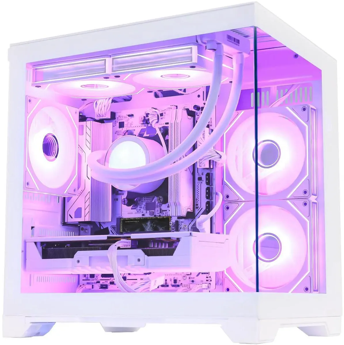 Hoengager Hoengager Ryzen 7 8700F Radeon RX 9060 XT 16GB 32GB DDR5 1TB Liquid Cooler White Gaming PC — product photo