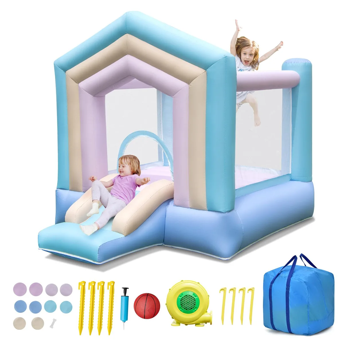 SlickBlue SlickBlue Kids Bounce House with Slide and Basketball Rim 480W Blower — product photo