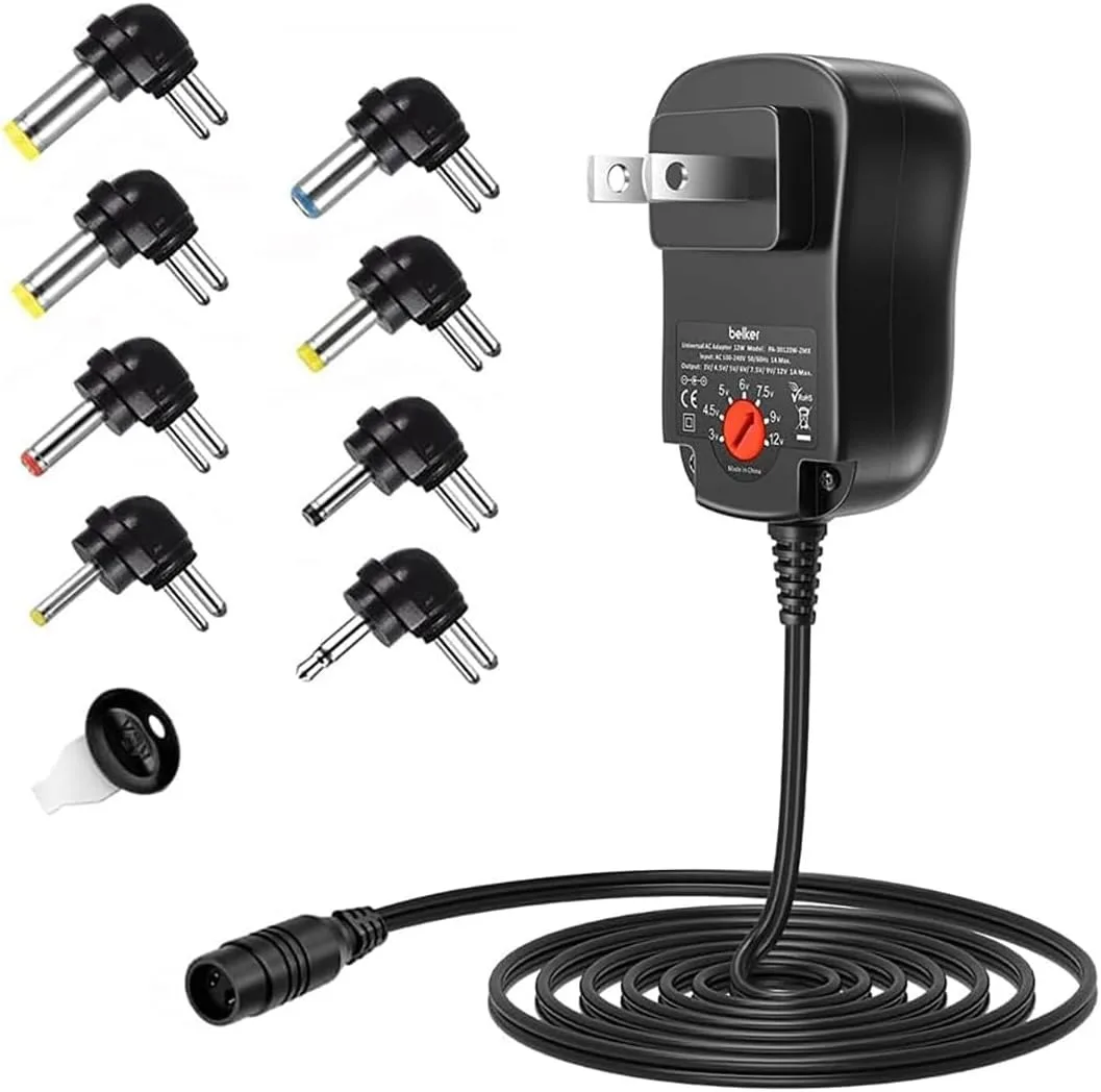 BASEUS BASEUS 12W Universal AC Adapter 3V-12V 1000mA 8 Tips — product photo