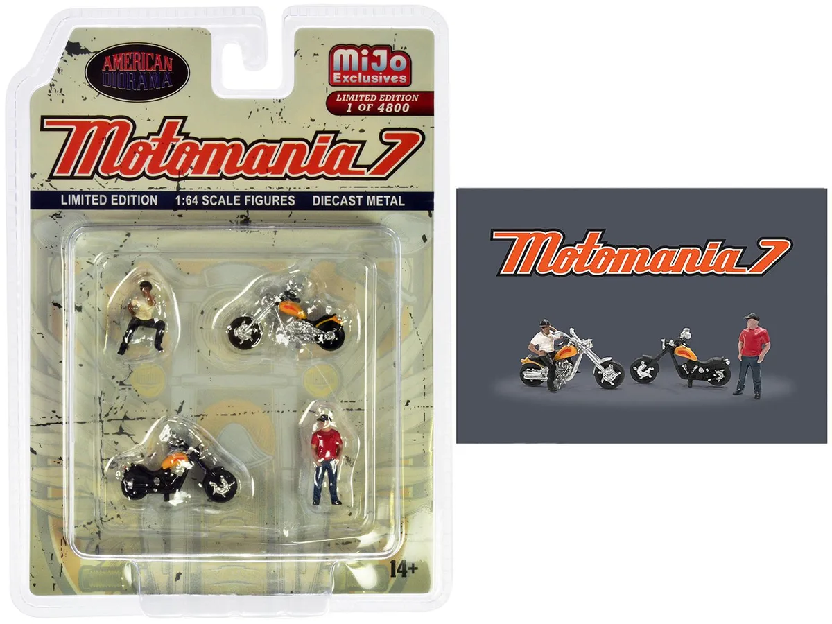 American Diorama American Diorama Motomania 7 4pc Diecast Figure Set Ltd Ed 4800 1/64 — product photo