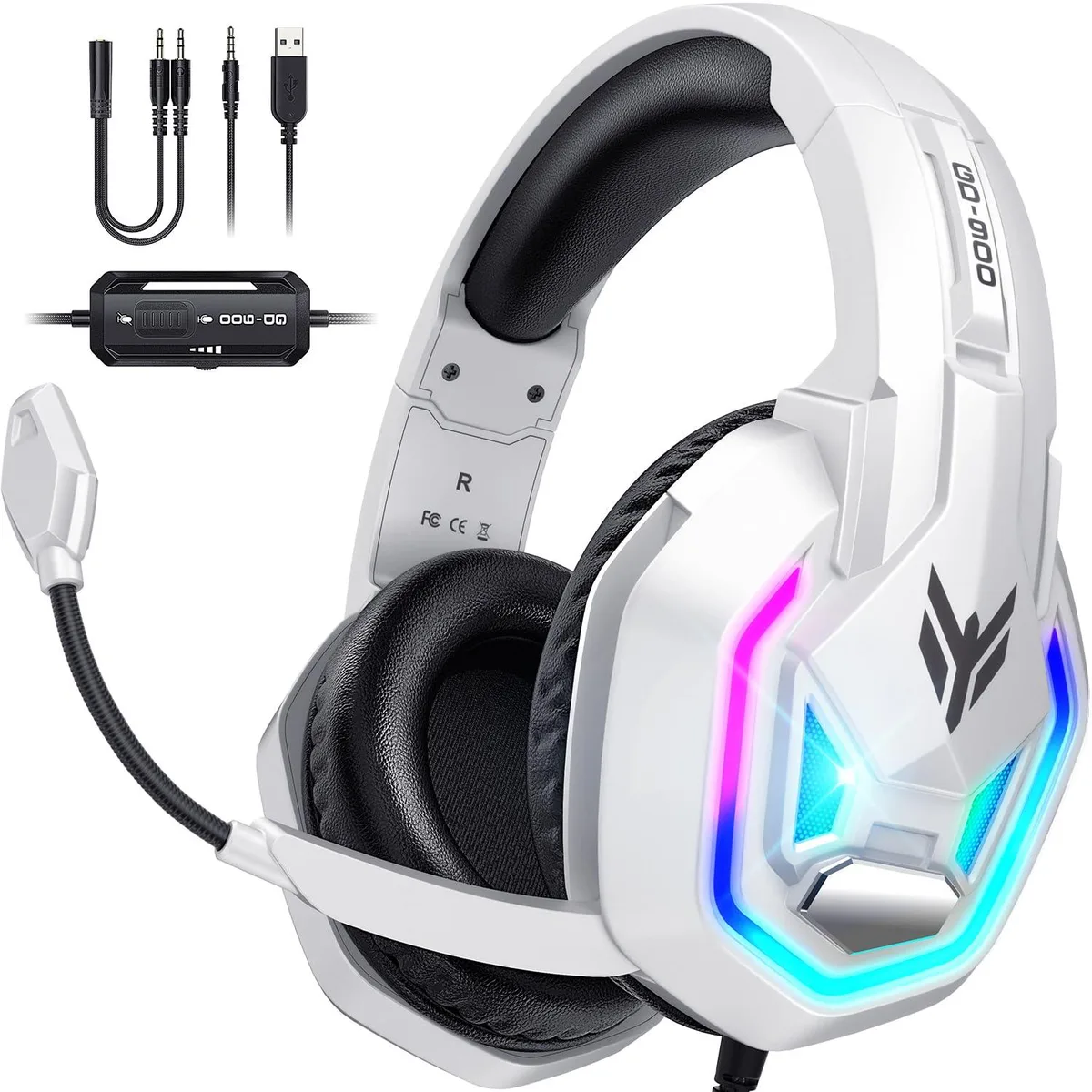  BENGOO GD-900 White Wired Gaming Headset 7.1 50mm — product photo