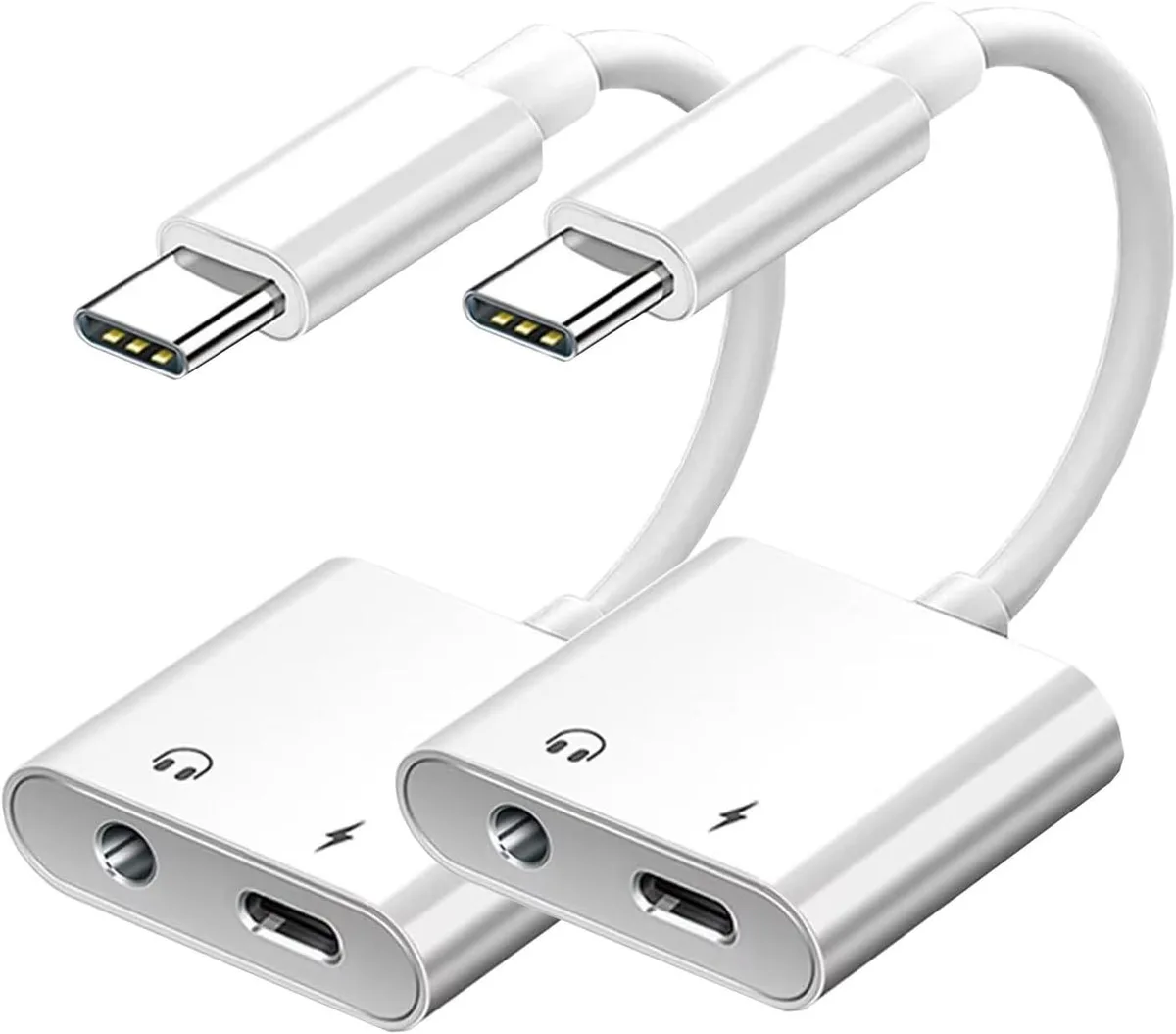 BONAEVER BONAEVER USB-C to 3.5mm Audio & PD Charging Adapter 2-Pack — product photo