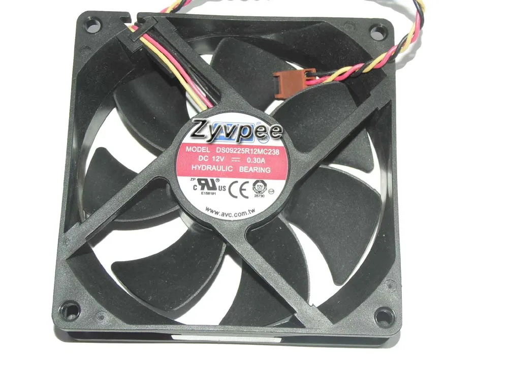 Zyvpee Zyvpee DS09225R12MC238 92mm 25mm 12V .3A 3 Pin Ball Bearing Case Fan — product photo