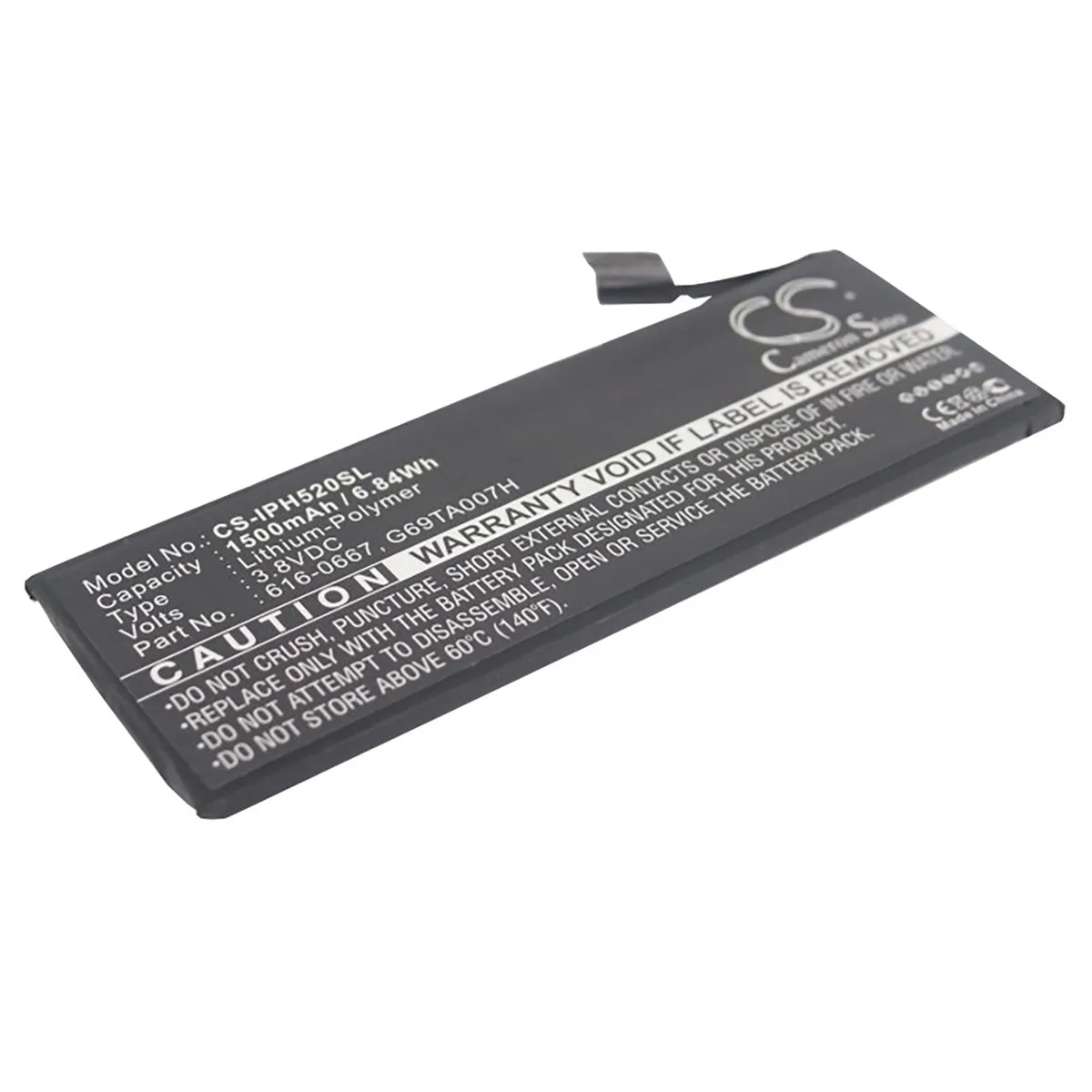 Cameron &amp; Co Cameron &amp; Co DS-CS-IPH520SL cell phone battery 3.8V 1500mAh Li-Polymer — product photo